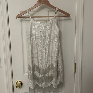Joyfolie beaded dress cream and silver